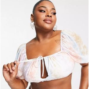 Asos Curve Puff Sleeve Bikini Top